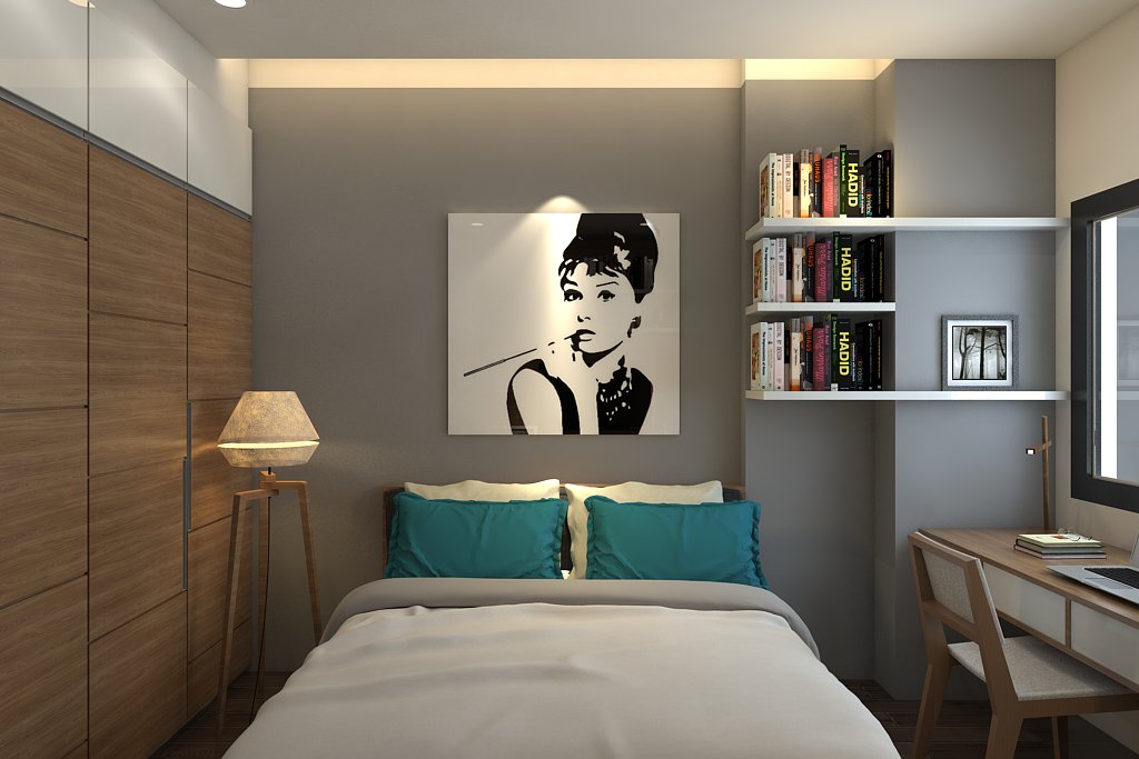 Nội thất phòng ngủ hiện đại với tranh nghệ thuật