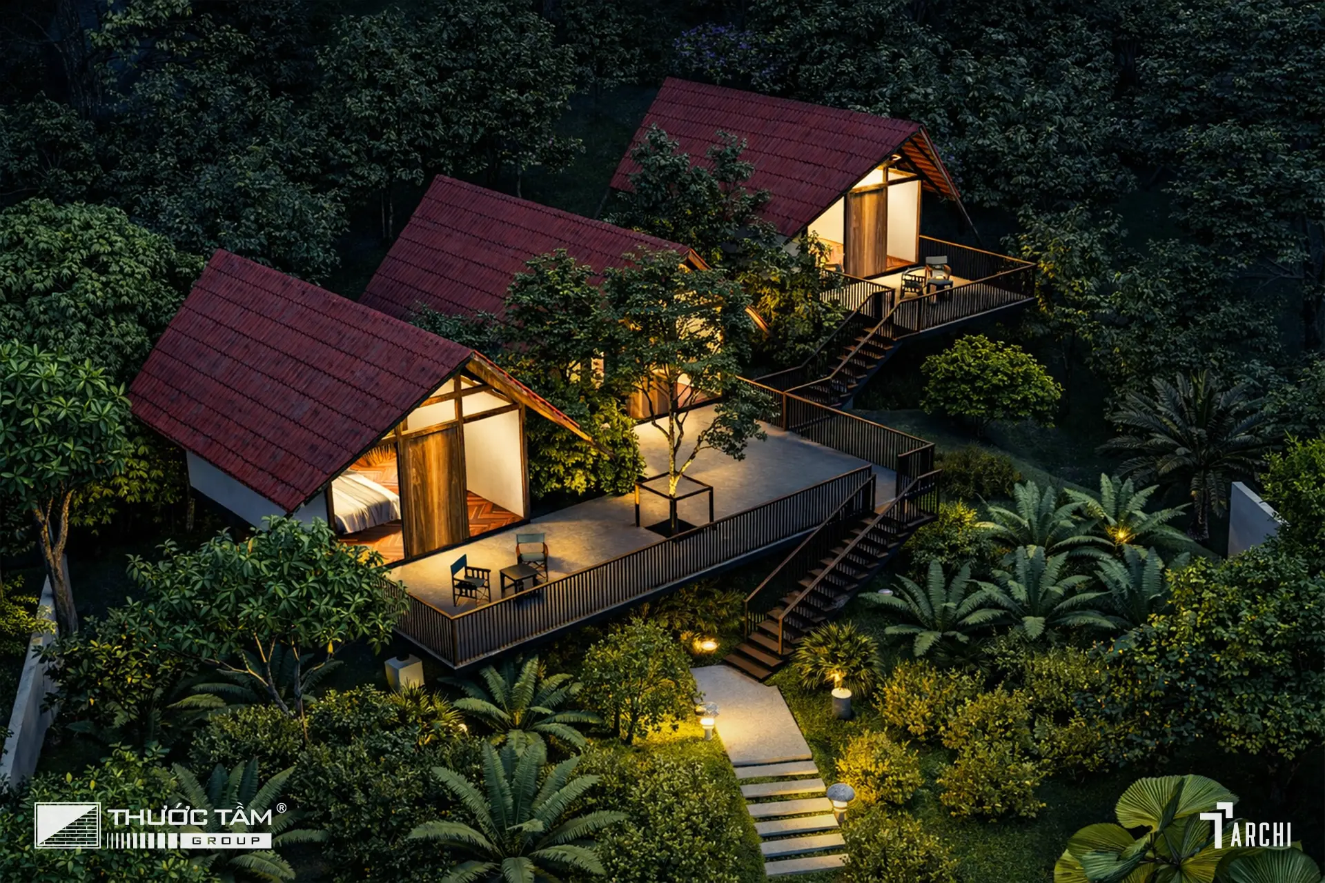 Bungalow được xem như không gian nghỉ ngơi độc lập, tăng chiều sâu trải nghiệm.