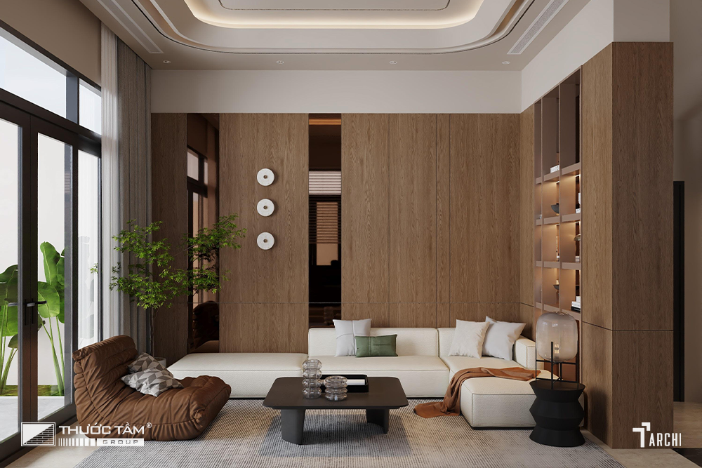 Trung tâm sinh hoạt chính thể hiện rõ tinh thần của kiến trúc biệt thự hiện đại.