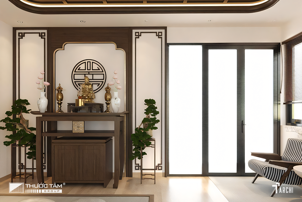 Sự nhất quán từ ngoài vào trong tạo nên không gian kiến trúc biệt thự đồng bộ.